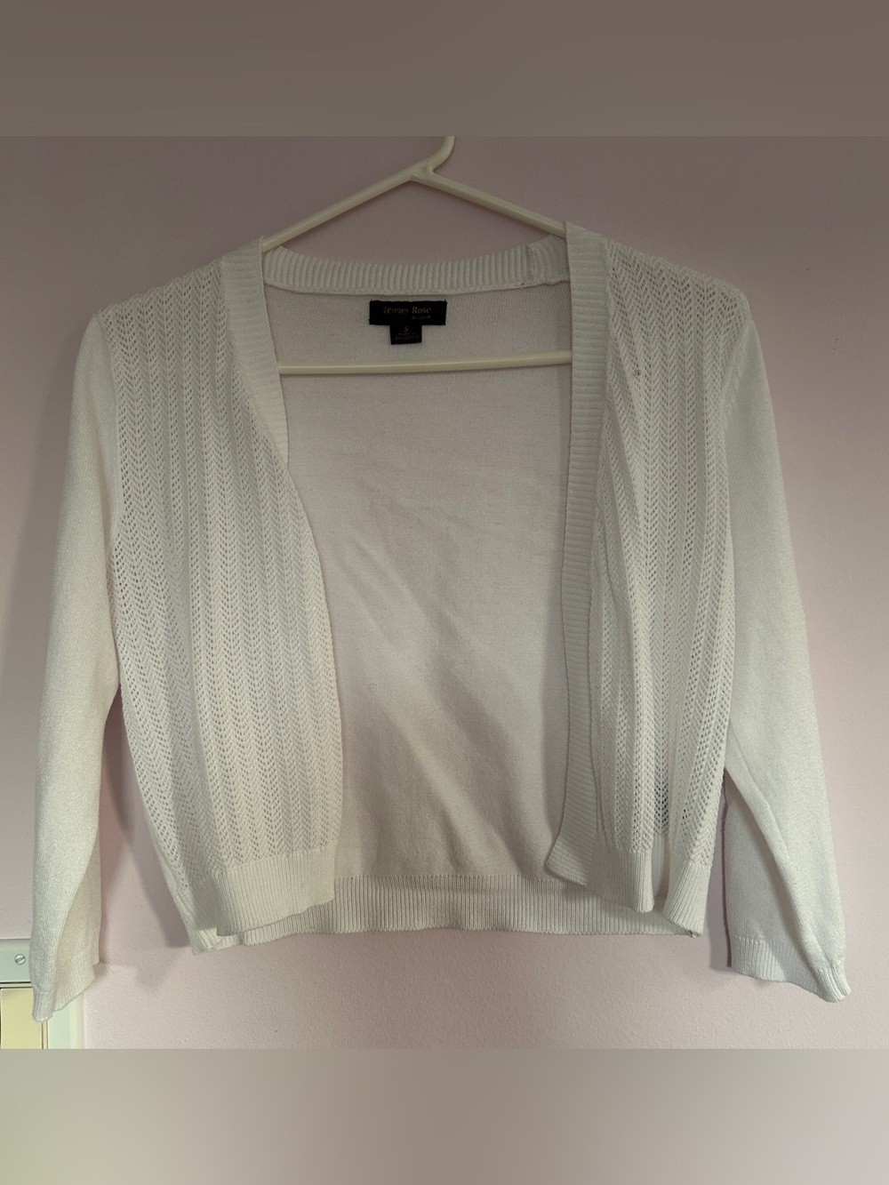 Women's White Open-Front Knit Cardigan